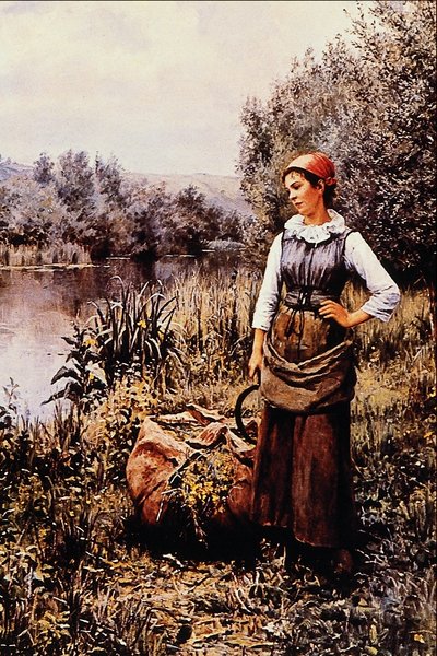 Ragazza vicino a un ruscello da Daniel Ridgway Knight